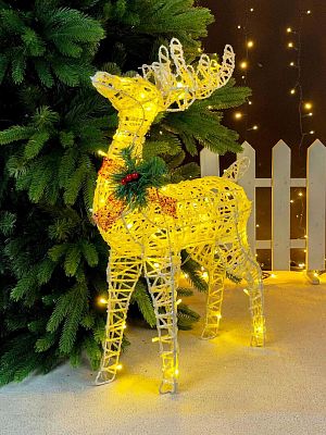 Светодиодная фигура Олень белый 60 см проволока К130-587