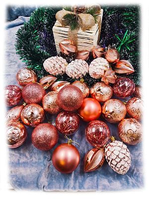 Набор шаров 8 см 33 шт розовое золото Р-5118RG