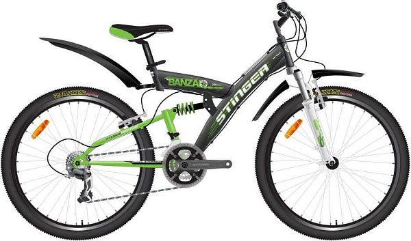 Велосипед горный двухподвес Stinger Banzai 26" 20" 18 ск. черный 26SFV.BANZAI.20BK7 