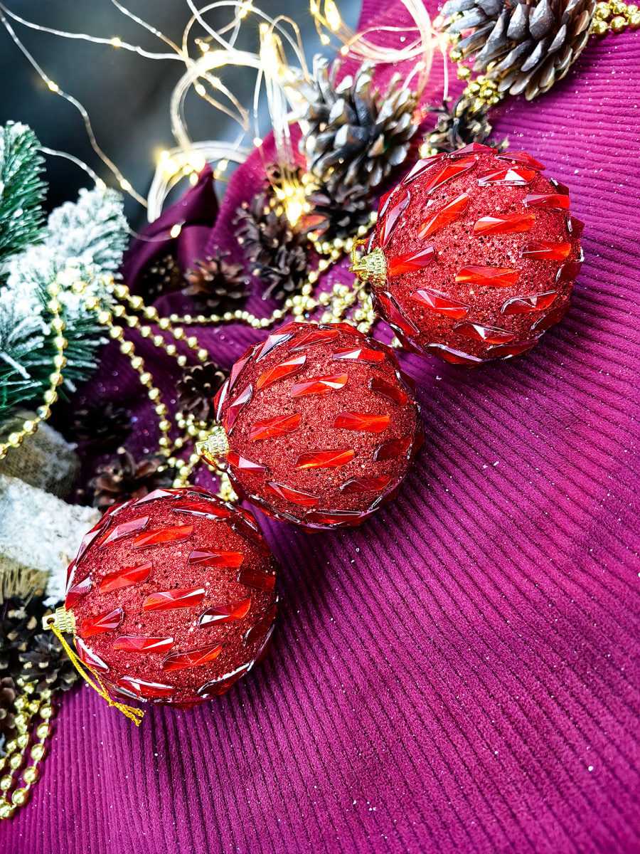 Набор шаров 8 см 3 шт красный 165730 Набор шаров 8 см 3 шт красный 165730