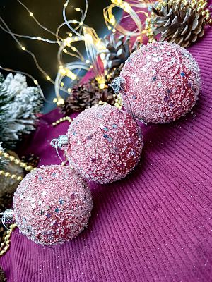 Набор шаров 8 см 3 шт розовый 9-15067PP8