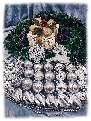 Набор шаров  см 43 шт серебро Р-2034S