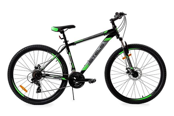 Велосипед горный STELS Navigator 700 MD 27.5" 19" 21 ск. Чёрный/зелёный LU080657 