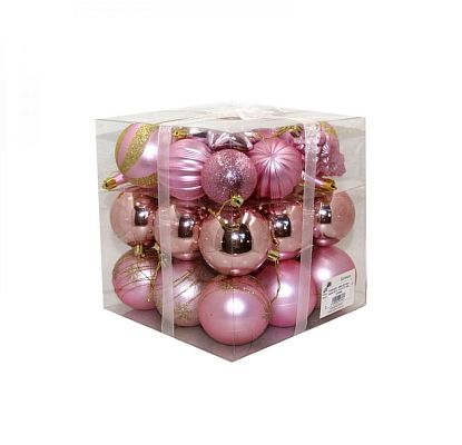 Набор шаров 8 см 33 шт розовый M-360548/P
