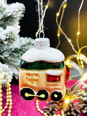 Елочная игрушка Паровоз золото  см, стекло  // Паровоз GOLD