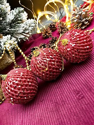 Набор шаров 8 см 3 шт розовое золото Р-7458