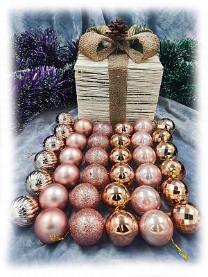 Набор шаров 3,5 см 36 шт розовое золото AL-13-301