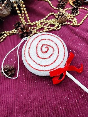 Елочная игрушка Леденец  белый 20 см 32-33