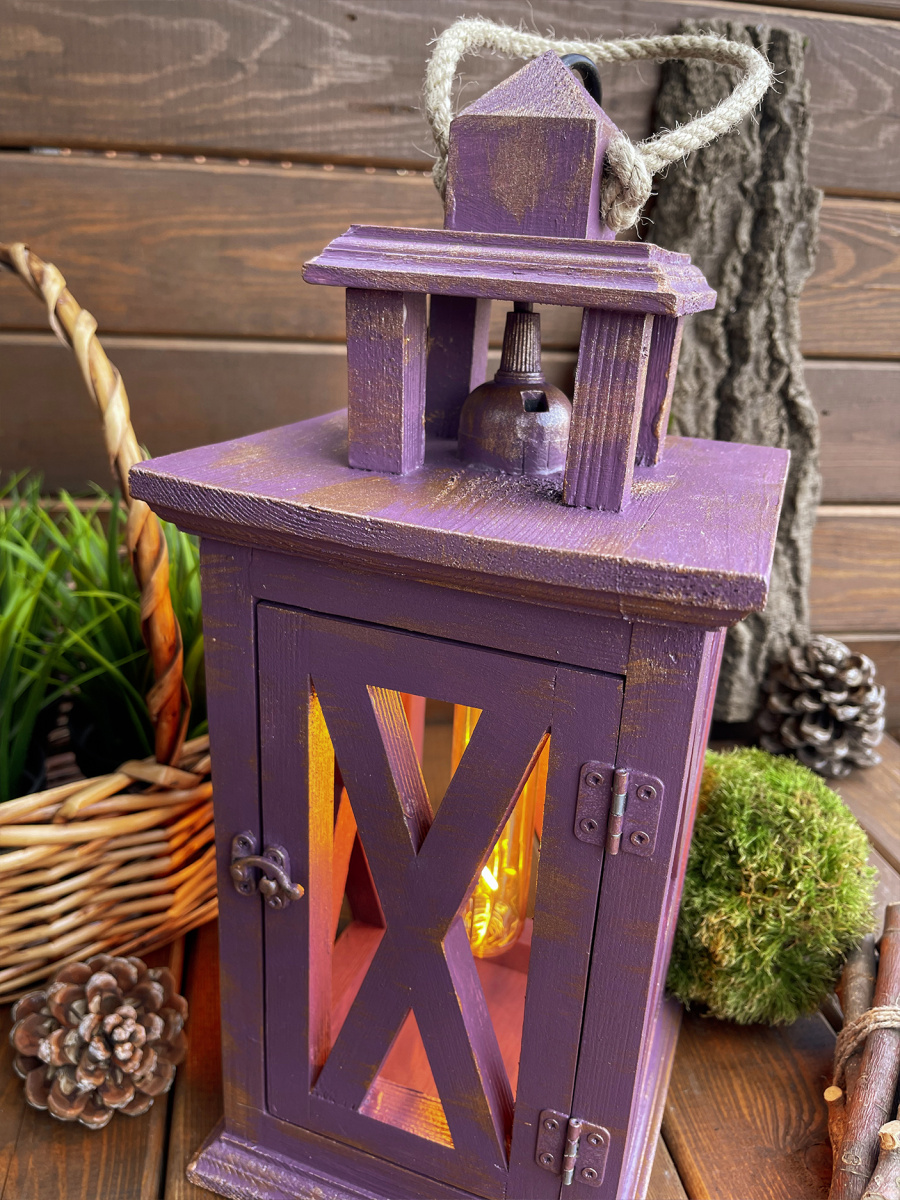 Фонарь декоративный деревянный фиолетовый V-19Коллекционное вино фото 3 Фонарь декоративный деревянный фиолетовый V-19Коллекционное вино фото 3