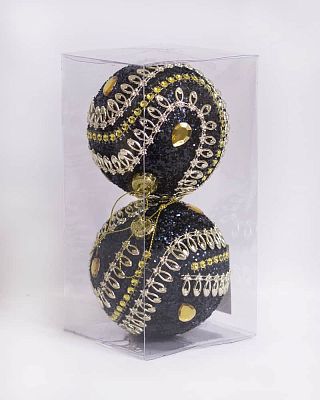 Набор шаров 10 см 2 шт темно-синий с золотом 9920416