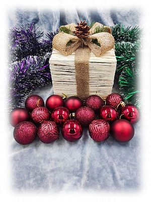 Набор шаров 5 см 16 шт бордовый PE-6bur