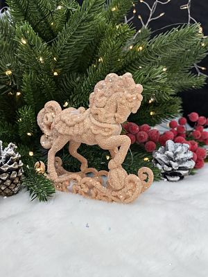 Елочная игрушка Лошадка на санях  оранжевый 9х10 см Лошадка на санях orang Елочная игрушка Лошадка на санях  оранжевый 9х10 см Лошадка на санях orang