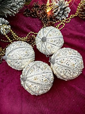 Набор шаров 10 см 4 шт белый AL10-16