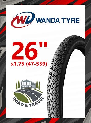Велопокрышка Wanda 26"x1.75 (47-559) G5001  черный RTRG50010001