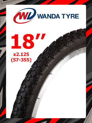 Велопокрышка Wanda 18"x2.125 (57-355) P104  черный RTRP10400001