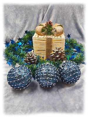 Набор шаров 8 см 3 шт синий 803-2