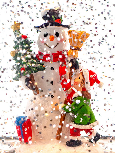 													Новогодний фонарик музыкальный Снеговик и девочка 25 см Р-5148-B фото 5