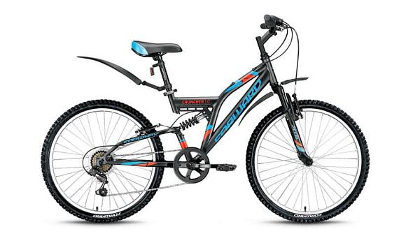 Велосипед горный двухподвес FORWARD Cruncher 1.0 24" 14,5" 6 ск. серый матовый FORWARD Cruncher 1.0 