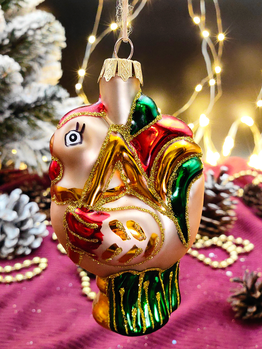 Елочная игрушка Петушок золото 11 см, стекло // петушок GOLD Елочная игрушка Петушок золото 11 см, стекло // петушок GOLD