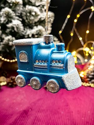 Елочная игрушка Паровозик  голубой 6 см Par/plas/BLU