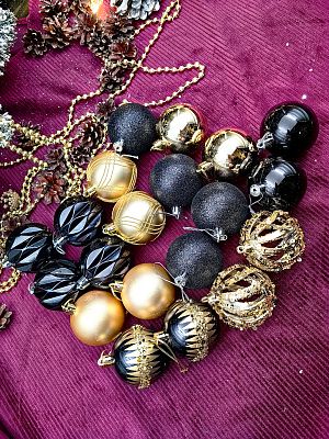 Набор шаров 5,5 см 20 шт золото/черный Р-7220Gold/Black