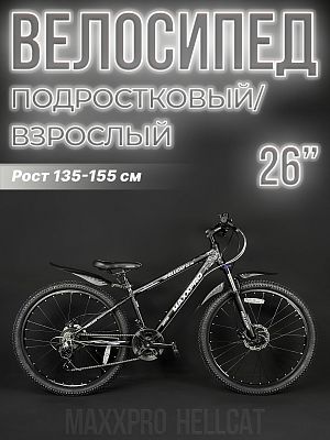 Велосипед горный MAXXPRO HELLCAT 26 PRO 26" 14" 21 ск. черный/белый Z2606-1 