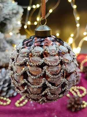 Шар насыщенный коричневый 10 см, стекло Merry Green MG24061