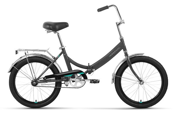 Велосипед городской складной FORWARD ARSENAL 1.0 20" 14" 1 ск. темно-серый/бирюзовый RBK22FW20526 