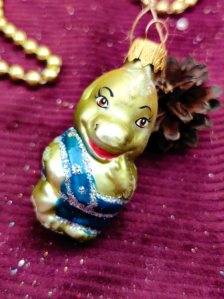 Елочная игрушка Дракон оливковый 6 см, стекло // дракон фото 4 Елочная игрушка Дракон оливковый 6 см, стекло // дракон фото 4