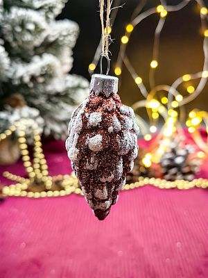 Елочная игрушка Шишка мини  коричневый 7 см ShishM/plas/BROWN