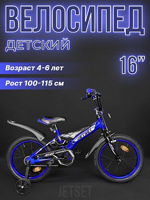 Велосипед детский JetSet  16"   ск. сине-черный JS-N1603 