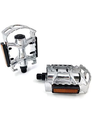 Педали Vinca sport VP 04A, 92х62х25 мм, алюминий с шипами, 9/16", шариковые/насыпные, серебристый VP