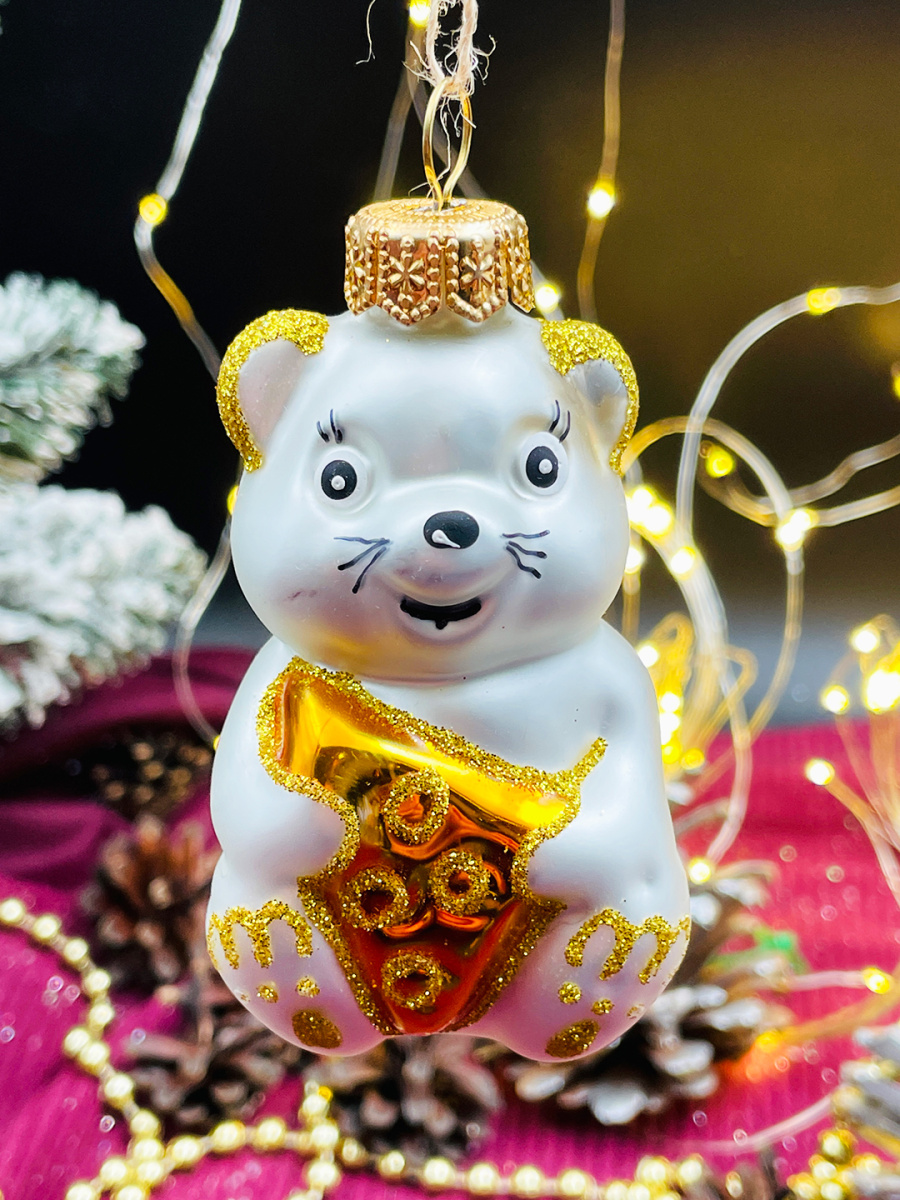 Елочная игрушка Мышка серебристый см, стекло // мышка BIG SILVER Елочная игрушка Мышка серебристый см, стекло // мышка BIG SILVER