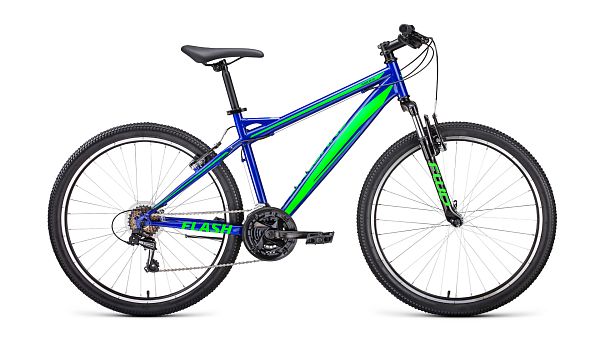 Велосипед горный FORWARD FLASH 26 1.2 26" 15" синий/ярко-зеленый RBKW1M16G024 2021