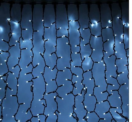 Светодиодный занавес штора 2x3 м, белый 450 LED, статичный с FLASH эффектом, провод , DD1865