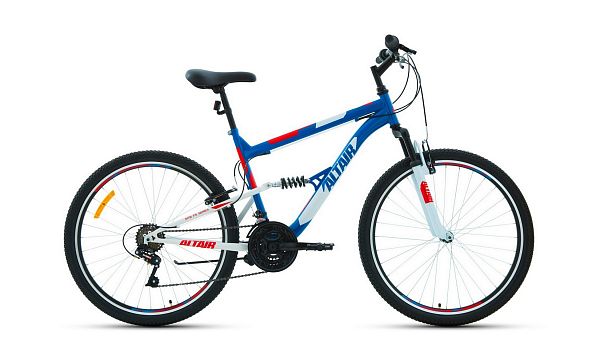 Велосипед горный двухподвес ALTAIR MTB FS 26 1.0 26" 16" синий/красный RBKT1F16E004 2021 г.