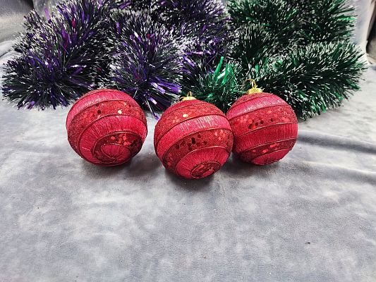 Набор шаров 8 см 3 шт красный 9920382