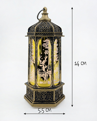 													Новогодний фонарик лампа золотая со свечкой 14 см К130-884g фото 2