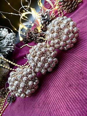 Набор шаров 8 см 3 шт шампань 10-41