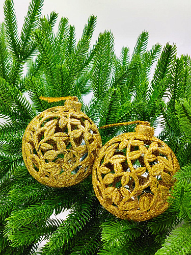 Набор шаров 10 см 2 шт золотой 9920527 Набор шаров 10 см 2 шт золотой 9920527