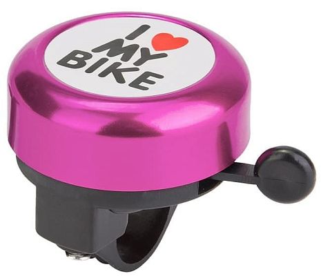 Звонок STELS 45AE-10 "I love my bike" черно-розовый 210144