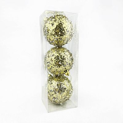 Набор шаров 8 см 3 шт золотой SY18QJHB-8003/G