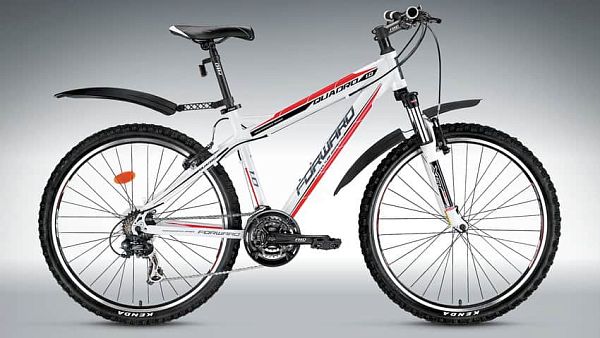 Велосипед горный FORWARD Quadro 1.0 (2015) 26" 21" 21 ск. белый глянцевый FORWARD Quadro 1.0 (2015) 
