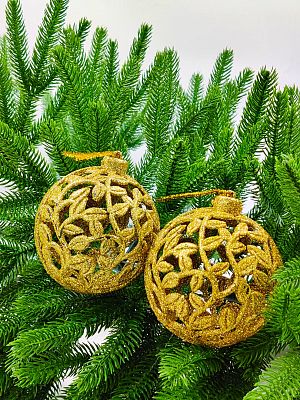 Набор шаров 10 см 2 шт золотой 9920527