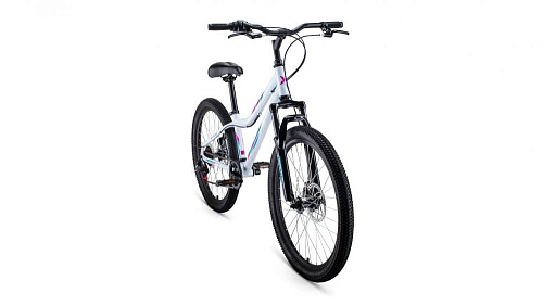 													Велосипед горный FORWARD IRIS 24 2.0 disc 24" 12" 6 ск. белый/розовый RBKW17N46006 2021 фото 2