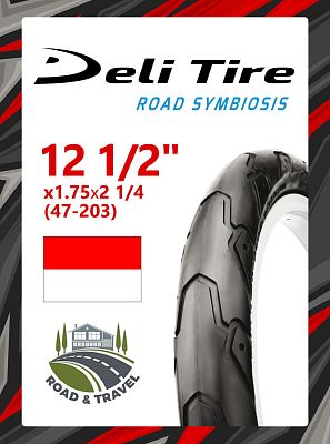 Велопокрышка DELI 12" 1/2х1.75х2 1/4 (47-203) SA-203  черный D12203