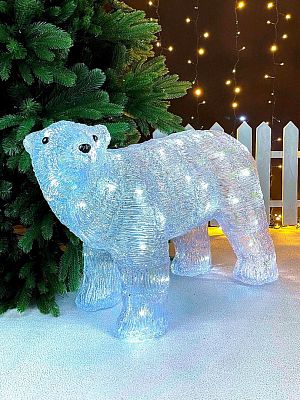 Светодиодная фигура Медведь белый 40 см акрил 40-60-100-1