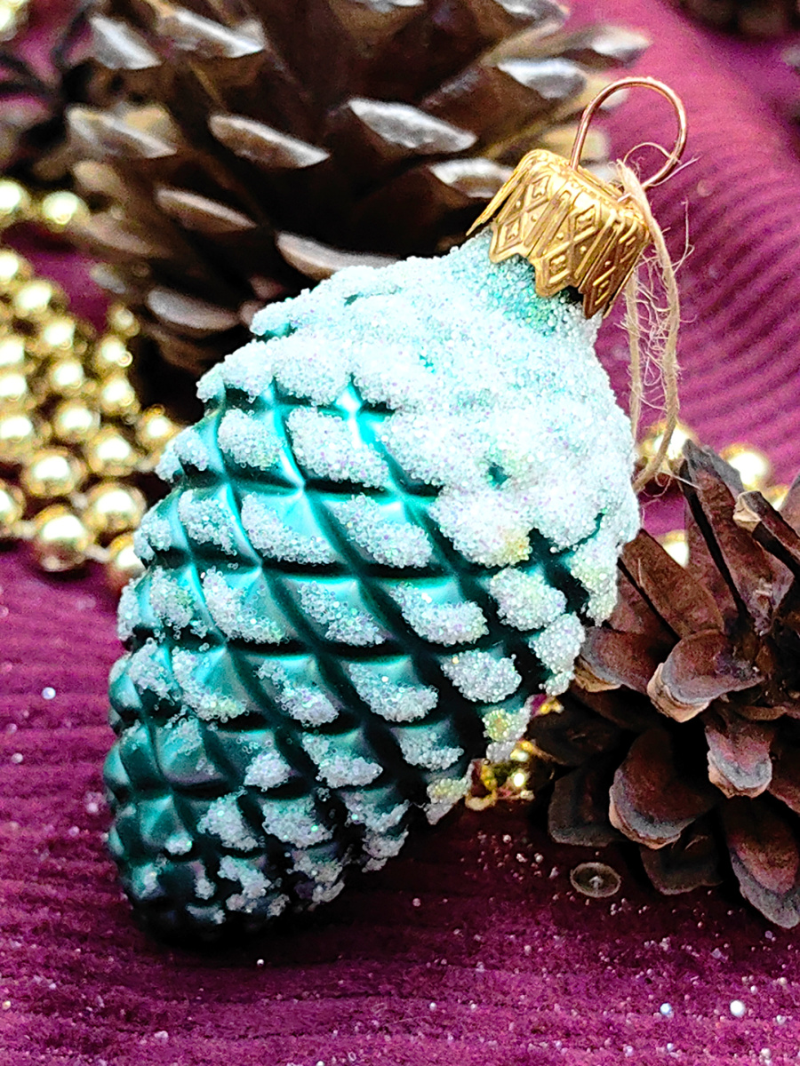 Елочная игрушка Шишка зеленый 7 см, стекло // шишка GR фото 4 Елочная игрушка Шишка зеленый 7 см, стекло // шишка GR фото 4