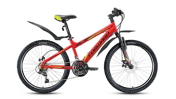 Велосипед горный FORWARD Titan 3.0 disc 24" 14" 21 ск. красный матовый FORWARD Titan 3.0 disc 14" кр
