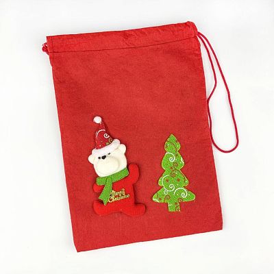 Мешочек для подарков Медведь 32x23 см красный  9817402me